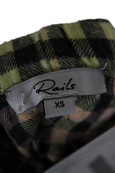 Rails Womens Plaid Rayon Drawstring Shorts 90s Spring Black Size XS