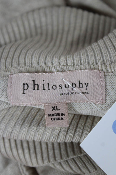 philosophy Womens Beige Mock Neck Pullover Sweater Long Sleeve Size XL