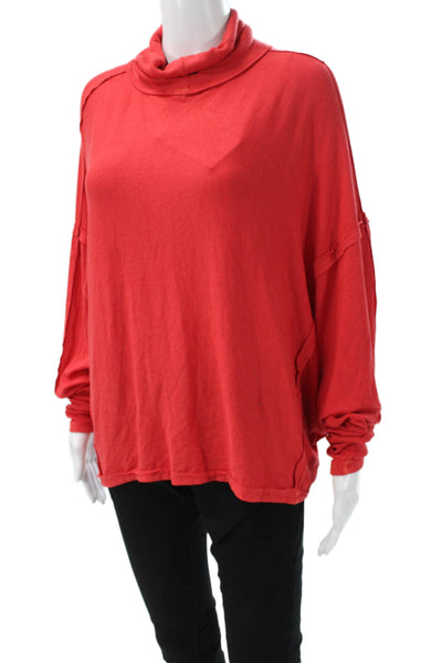 We The Free Womens Pullover Sweatshirt Red Mock Neck Long Sleeve Size S