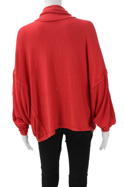We The Free Womens Pullover Sweatshirt Red Mock Neck Long Sleeve Size S