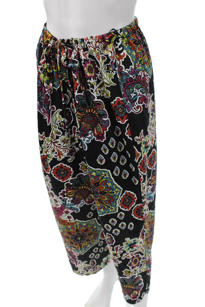Natori Women Cropped Paisley Drawstring Pants Black Polyester Spandex Size XL