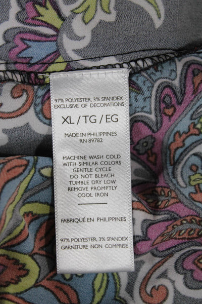 Natori Women Cropped Paisley Drawstring Pants Black Polyester Spandex Size XL