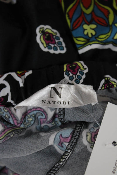 Natori Women Cropped Paisley Drawstring Pants Black Polyester Spandex Size XL