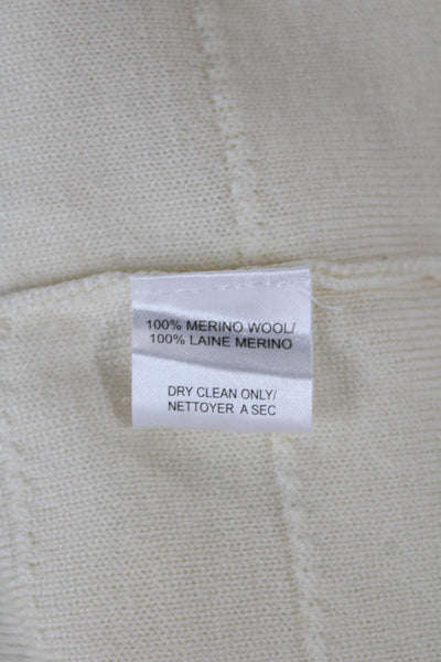 Trina Turk Womens Sweater Dress Beige Merino Wool Long Sleeve Shift Size M