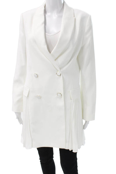 Milly Womens White Blazer V-Neck Long Sleeve Button Designer Size 6