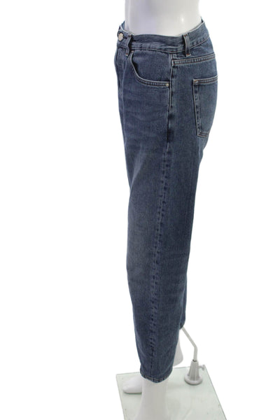 Toteme Womens Cropped Straight Jeans Dark Blue Mid Rise Button Size 26