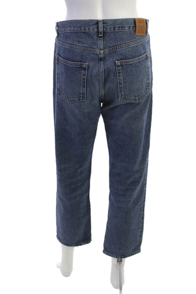 Toteme Womens Cropped Straight Jeans Dark Blue Mid Rise Button Size 26