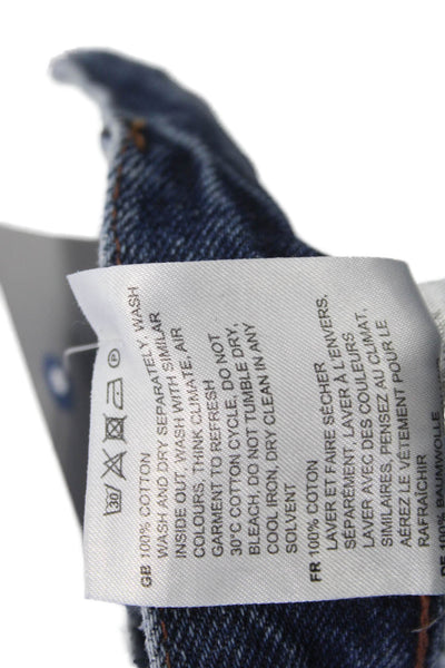 Toteme Womens Cropped Straight Jeans Dark Blue Mid Rise Button Size 26