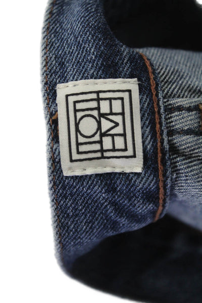 Toteme Womens Cropped Straight Jeans Dark Blue Mid Rise Button Size 26