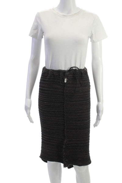 Skifo Womens Black Cotton Blend Striped Straight Pencil Skirt Knee Size S