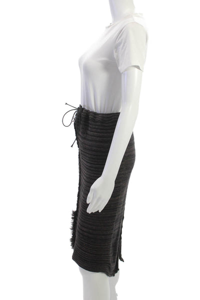 Skifo Womens Black Cotton Blend Striped Straight Pencil Skirt Knee Size S