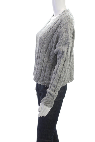 Autumn Cashmere Women Gray V Neck Pullover Sweater Long Sleeve Size S