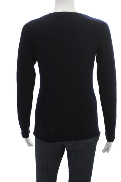 Vince Womens 100% Cashmere V Neck Pullover Sweater Dark Blue Size S