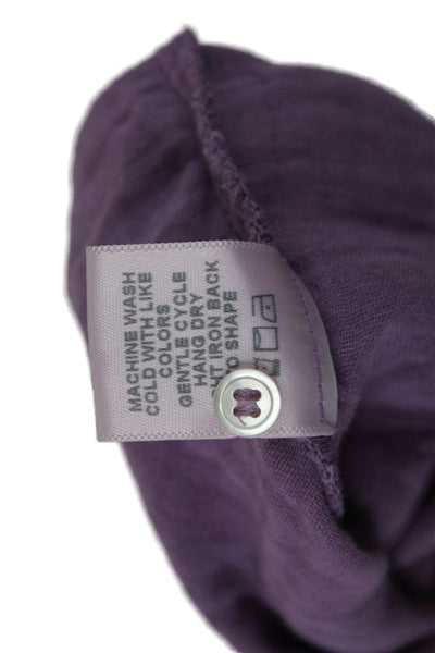 Xirena Women Purple Collared Button-Up 3/4 Sleeve Cotton Blouse Size XS