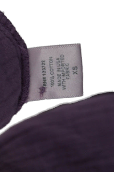 Xirena Women Purple Collared Button-Up 3/4 Sleeve Cotton Blouse Size XS