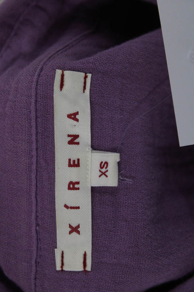 Xirena Women Purple Collared Button-Up 3/4 Sleeve Cotton Blouse Size XS