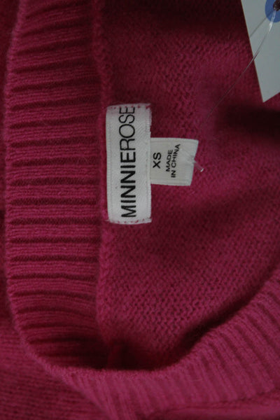 Minnie Rose Unisex Cashmere Pullover Sweater Pink Crew Neck Long Sleeve Size XS