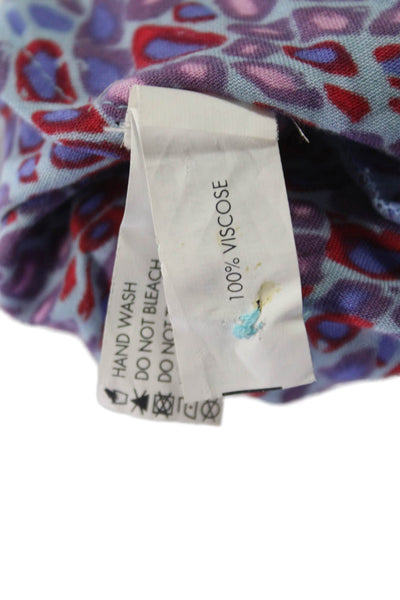 Poupette St. Barth Women Blue Abstract V Neck Sleeveless Romper Size M