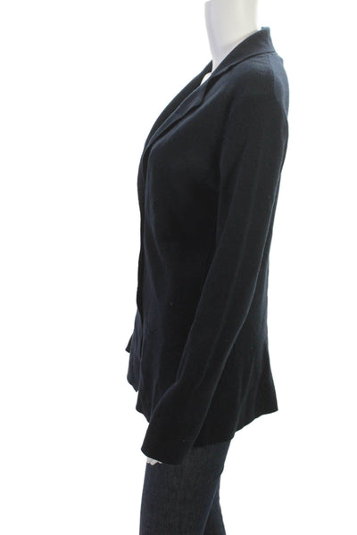 Raffi Women Black Cotton Cashmere Collared Blazer Long Sleeve Size M