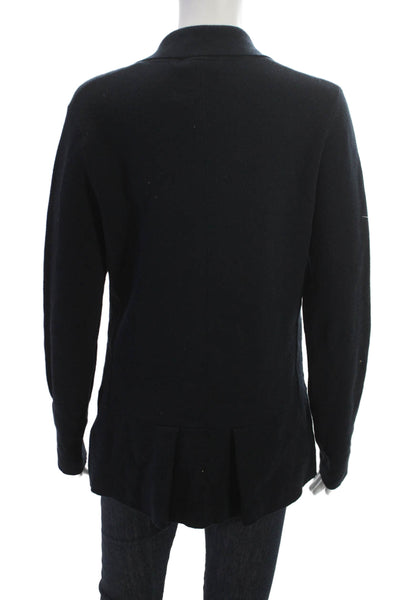 Raffi Women Black Cotton Cashmere Collared Blazer Long Sleeve Size M