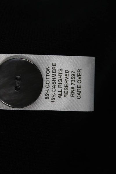 Raffi Women Black Cotton Cashmere Collared Blazer Long Sleeve Size M