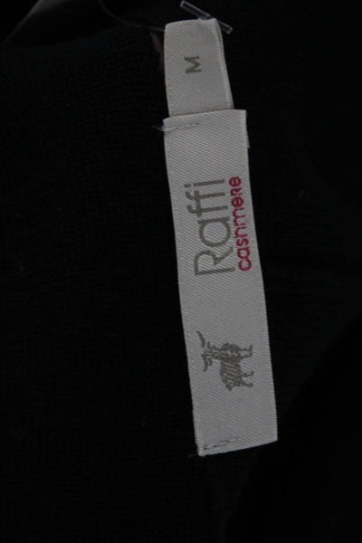 Raffi Women Black Cotton Cashmere Collared Blazer Long Sleeve Size M