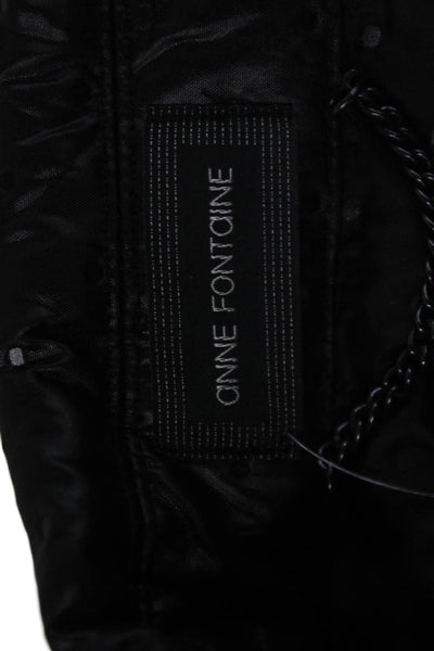 Anne Fontaine Women Black Quilted Geometric Collared Zip Jacket Size 42