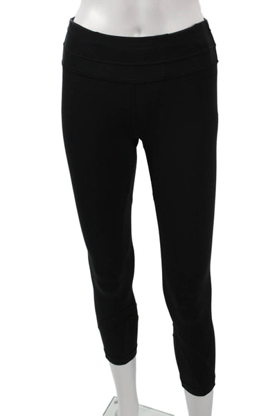 Lululemon Women Black Capri Cropped Leggings Nylon Blend Zip Size 4