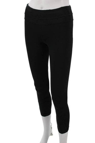 Lululemon Women Black Capri Cropped Leggings Nylon Blend Zip Size 4