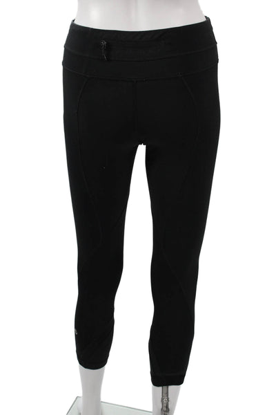 Lululemon Women Black Capri Cropped Leggings Nylon Blend Zip Size 4