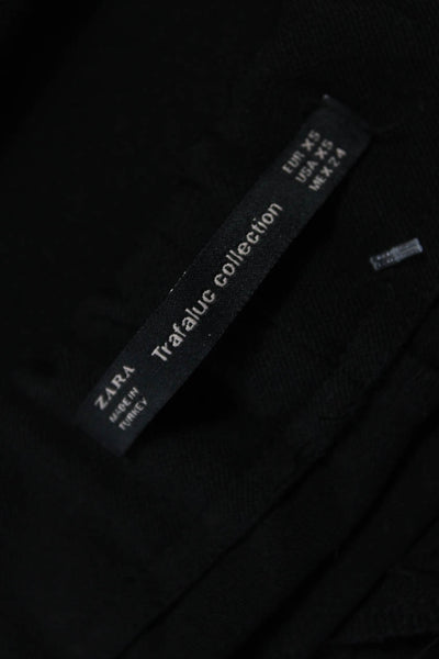 Zara Womens Ankle Cropped Black Striped Polyester Blend Pants Size XS