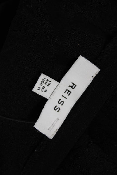 Reiss Womens Tunic Black Floral Short Sleeve Round Neck Polyester Size 0