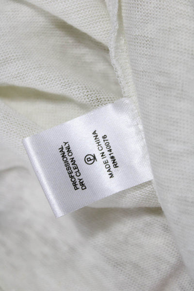 Generation Love Women White Linen Short Sleeve T-Shirt Round Neck Tie Size S