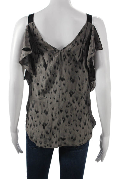 Rebecca Taylor Womens Silk Animal Print Camisole Dark Gray V-Neck Size 0