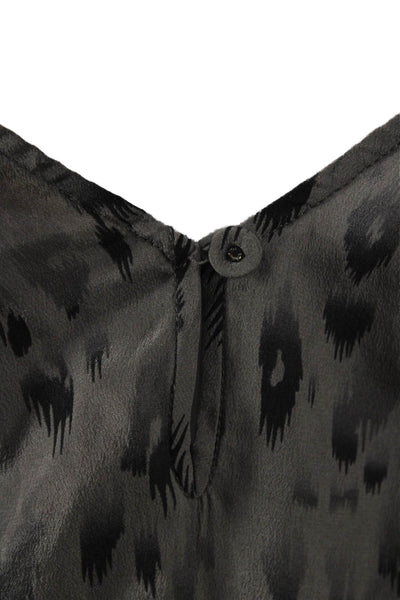 Rebecca Taylor Womens Silk Animal Print Camisole Dark Gray V-Neck Size 0