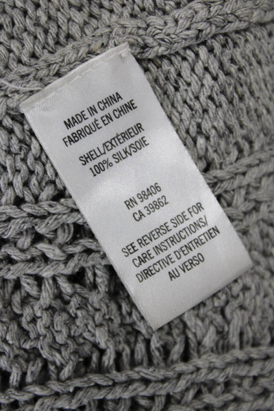 Theory Womens Silk Striped Pullover Sweater Gray Long Sleeve Round Neck Size S