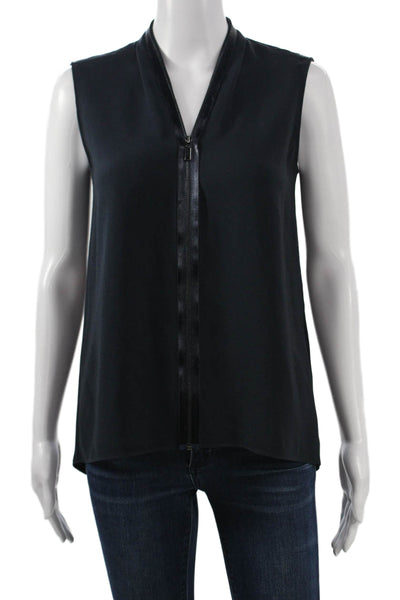 Elie Tahari Womens Sleeveless V-Neck Black Basic Tank Petite Size XS