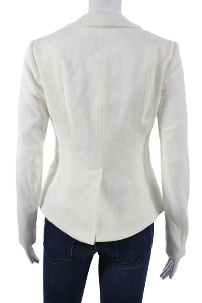 Nanette Lepore Women Collared Solid White Button Blazer Long Sleeve Size 2