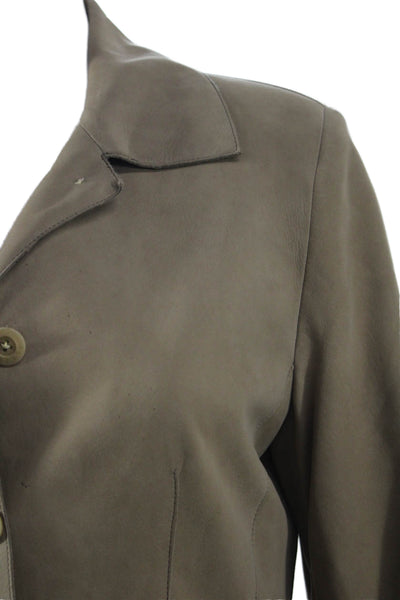 Jekel Womens Beige Military Jacket Collared Button Wool Long Sleeve Size M