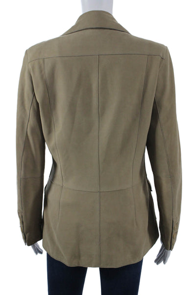 Jekel Womens Beige Military Jacket Collared Button Wool Long Sleeve Size M