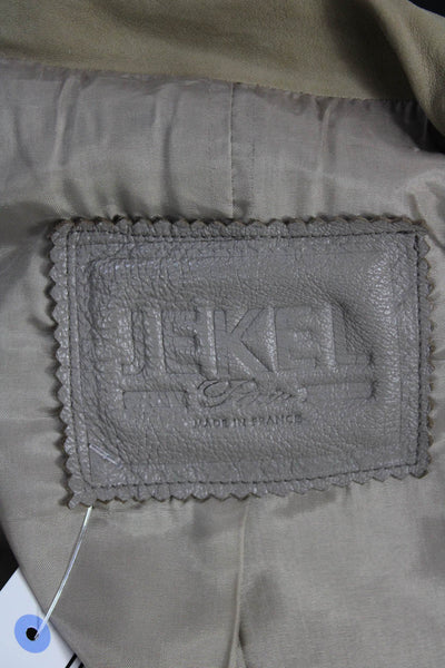 Jekel Womens Beige Military Jacket Collared Button Wool Long Sleeve Size M