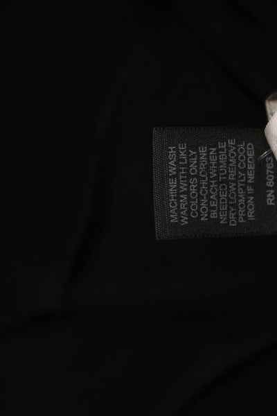 Moda International Womens Shift Dress Black V Neck Long Sleeve Cotton Size L