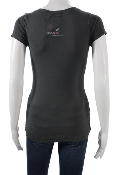 Michael Stars Womens Dark Gray Floral Basic Short Sleeve T-Shirt Size XS