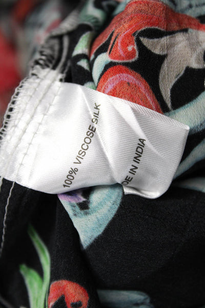 Shana Women Black Floral Jacket Long Sleeve Viscose Silk Size S