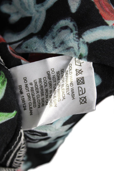 Shana Women Black Floral Jacket Long Sleeve Viscose Silk Size S