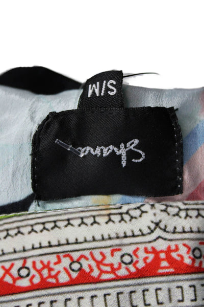 Shana Women Black Floral Jacket Long Sleeve Viscose Silk Size S