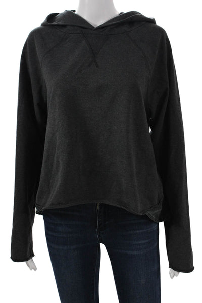 Lululemon Women Pullover Hoodie Dark Gray Cotton Spandex Long Sleeve Size 8