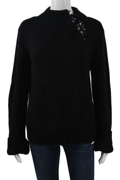 Ella Moss Womens Pullover Sweater Black Mock Neck Long Sleeve Size L