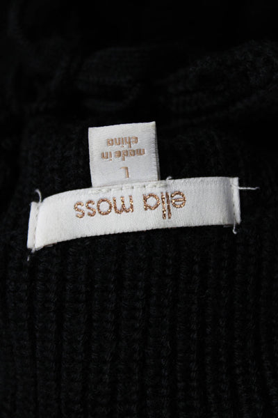 Ella Moss Womens Pullover Sweater Black Mock Neck Long Sleeve Size L