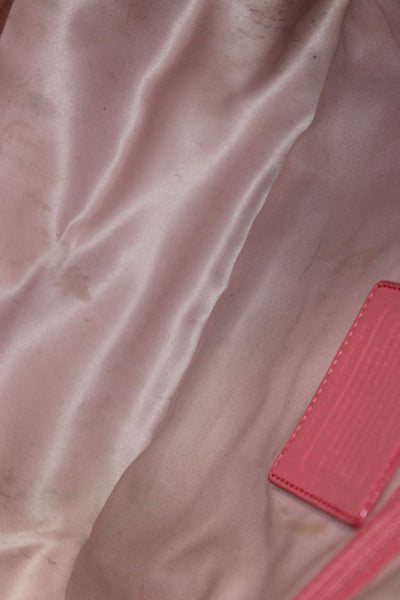 Coach Women's Top Handle Leather Interior Pocket Pink/White Tote Handbag